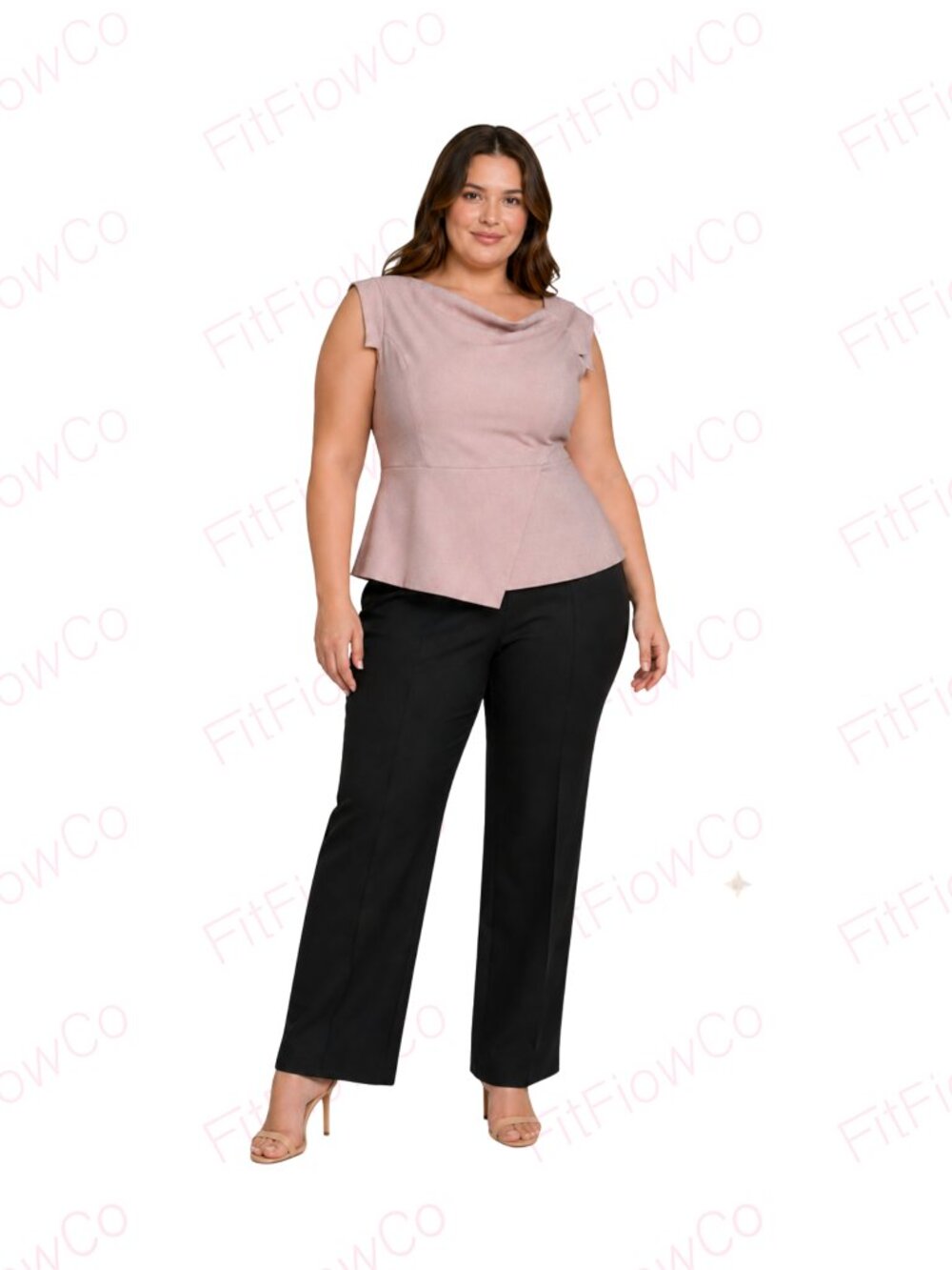 Donna Karan New York Blush Structured Asymmetrical Peplum Top XL